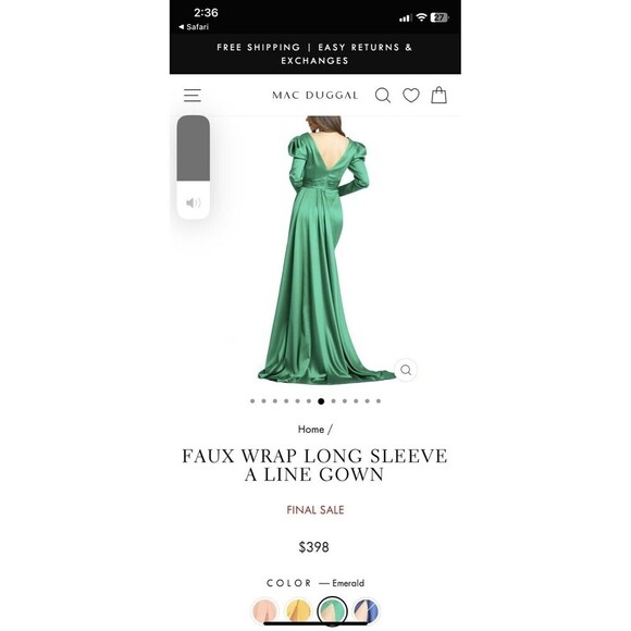 Mac Duggal Gown Size 12 In An Emerald Green! NWT! Be The Bell Of The Ball! - Picture 2 of 16